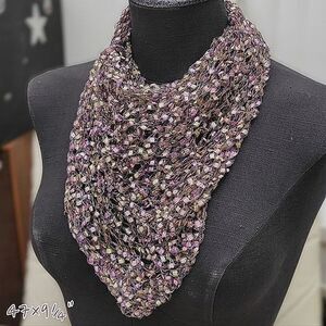 Vtg lilac ribbon lattice net scarf